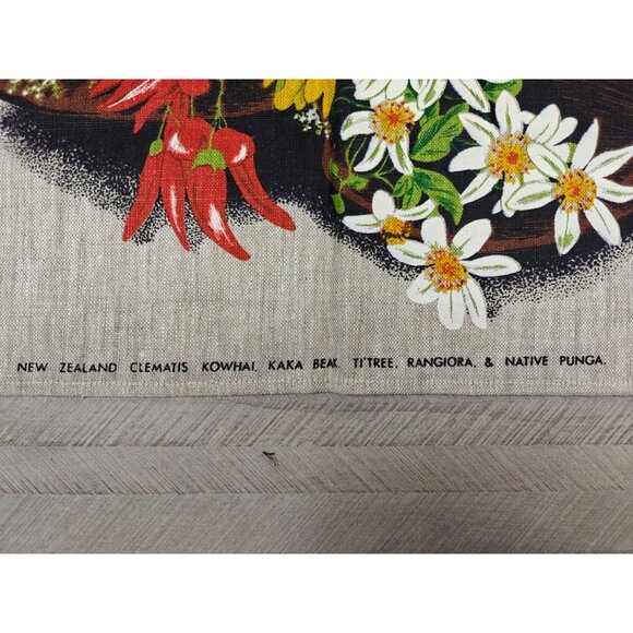 Vintage New Zealand Flax Linen Tea Towel With Native Flora & Maori Design NEW - Picture 5 of 8